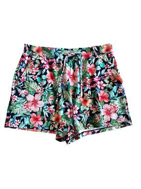 Tommy Bahama Womens Sz M Floral Print Swim Shorts With Drawstring Multicolor